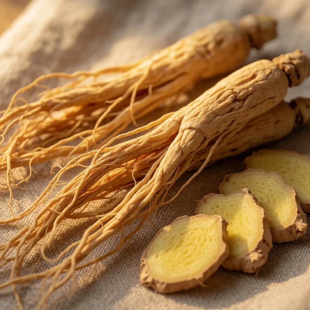 Dried botanical roots on linen